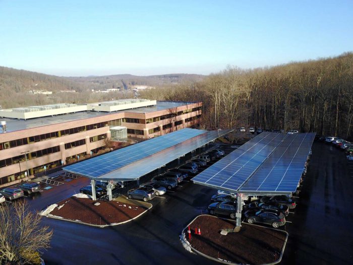 Solar carport mounting system double row
